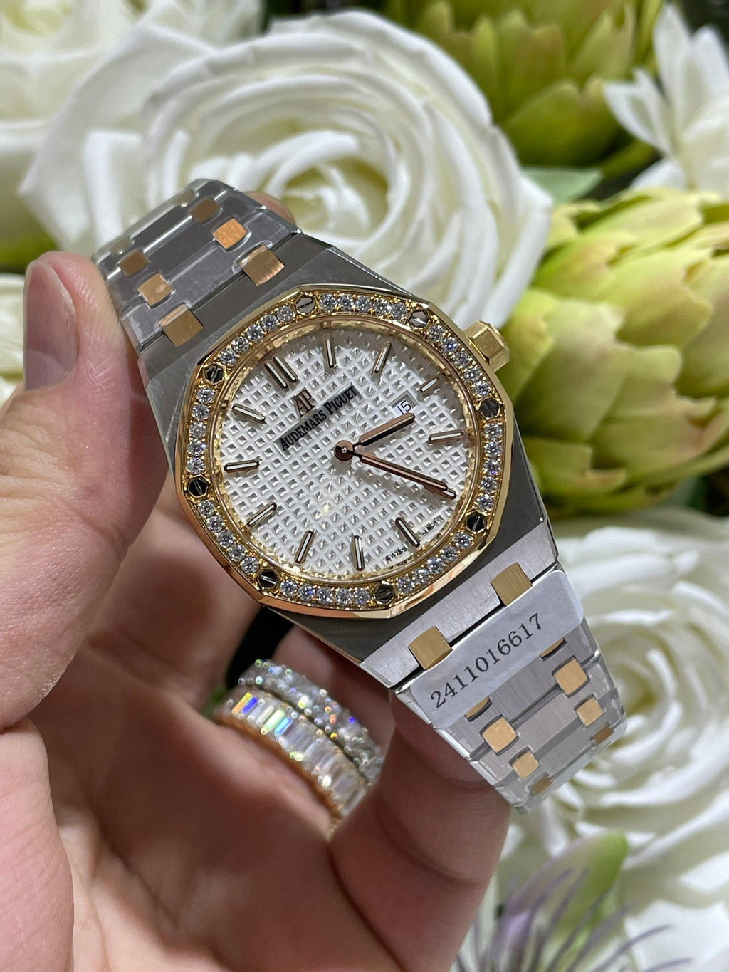 定制18K包金莫桑钻版 间金款皇家橡树67651 圈口镶嵌D色莫桑钻 33mm表径