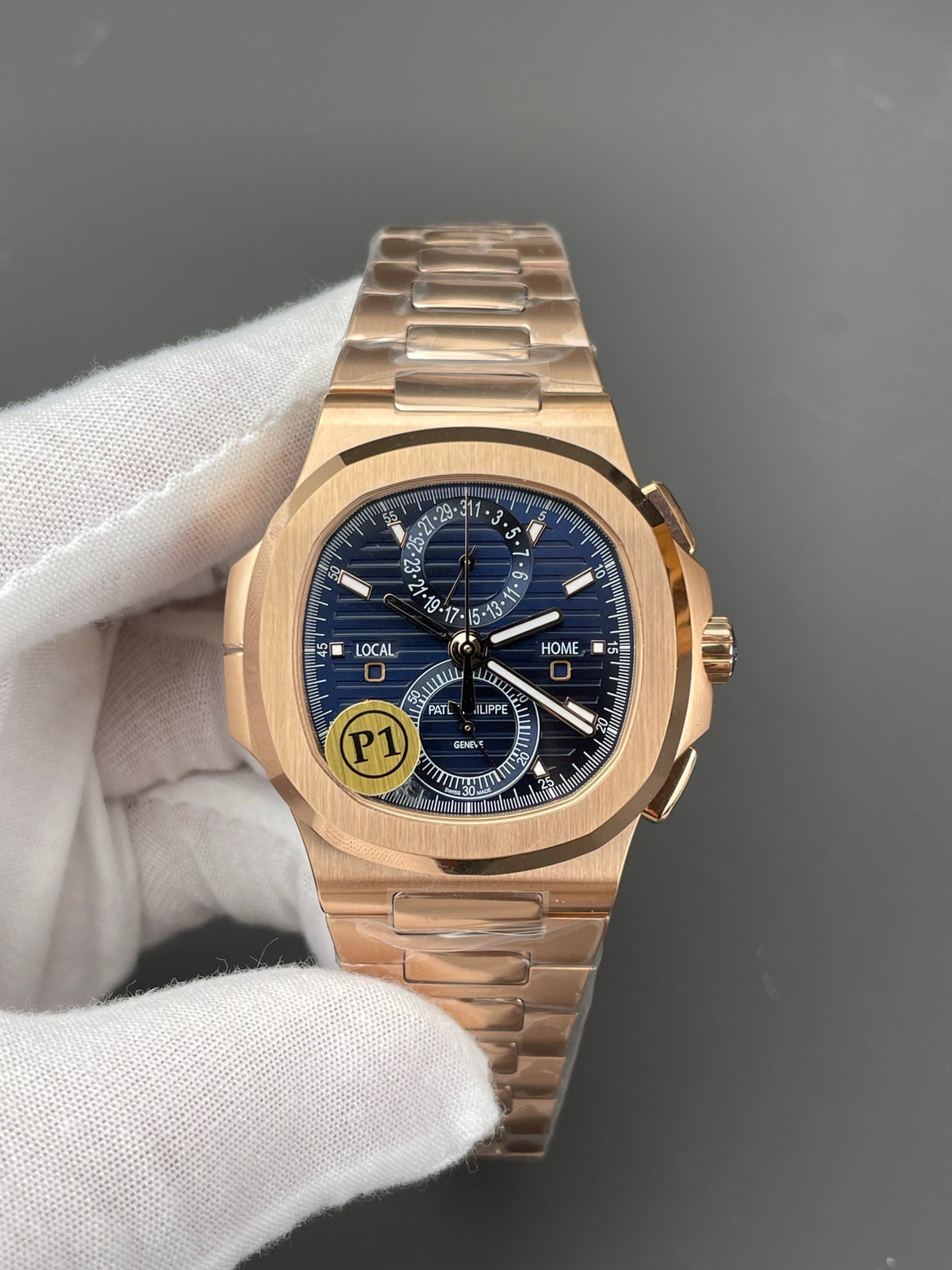 百达鹦鹉螺5990 玫瑰金蓝盘/40.5mm/7750机改28-520机
