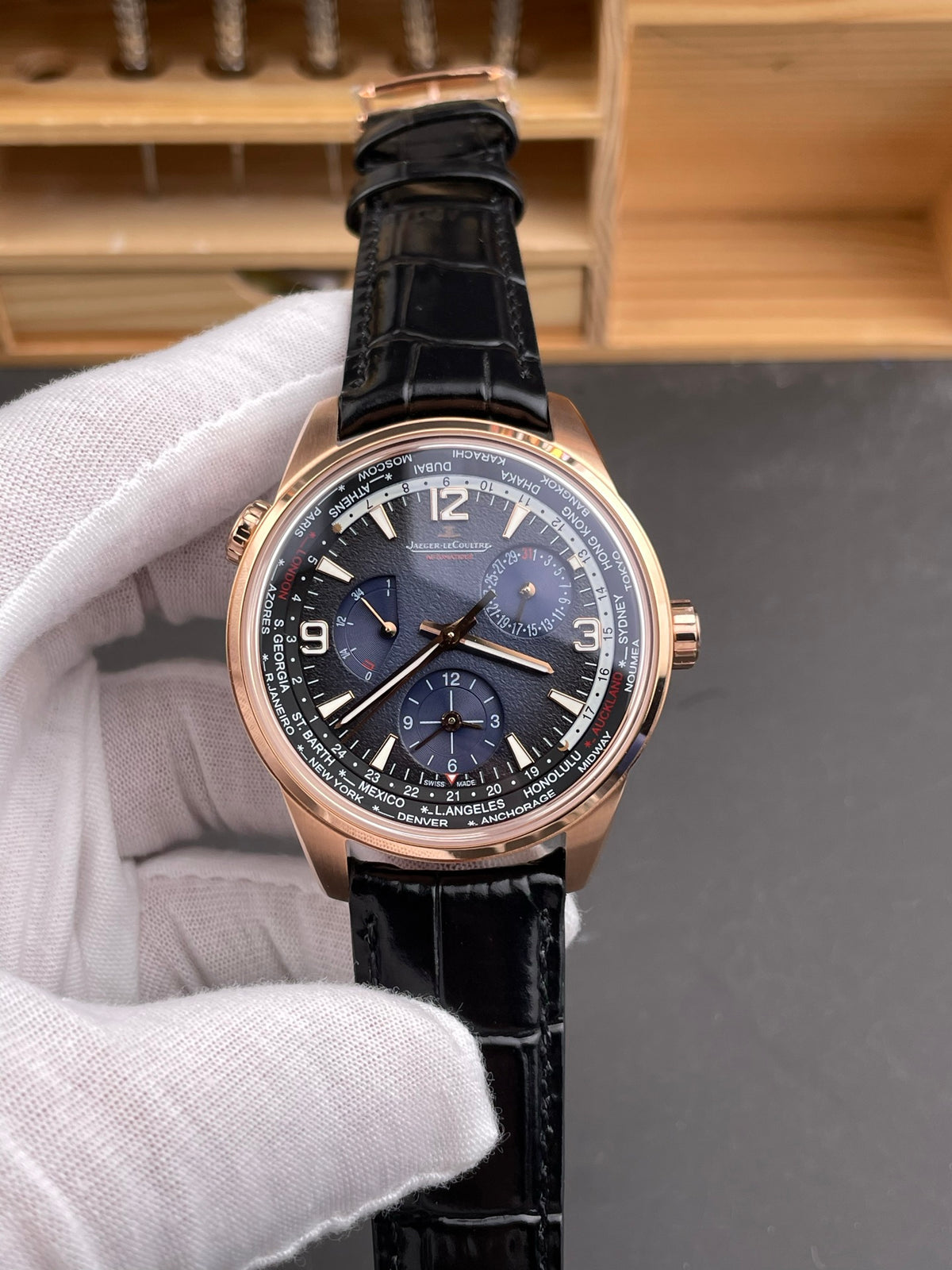 TWA 积家北宸 玫瑰金蓝盘地理学家/42mm/936A/1机