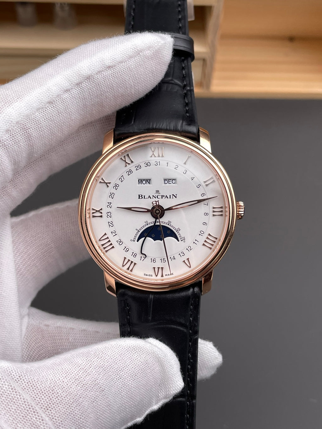 GR Blancpain 6654 Rose Gold/40mm/Week Calendar Phase Calendar Display