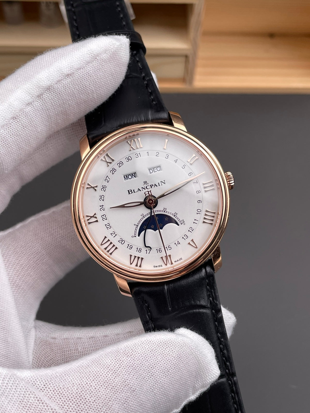 GR Blancpain 6654 Rose Gold/40mm/Week Calendar Phase Calendar Display