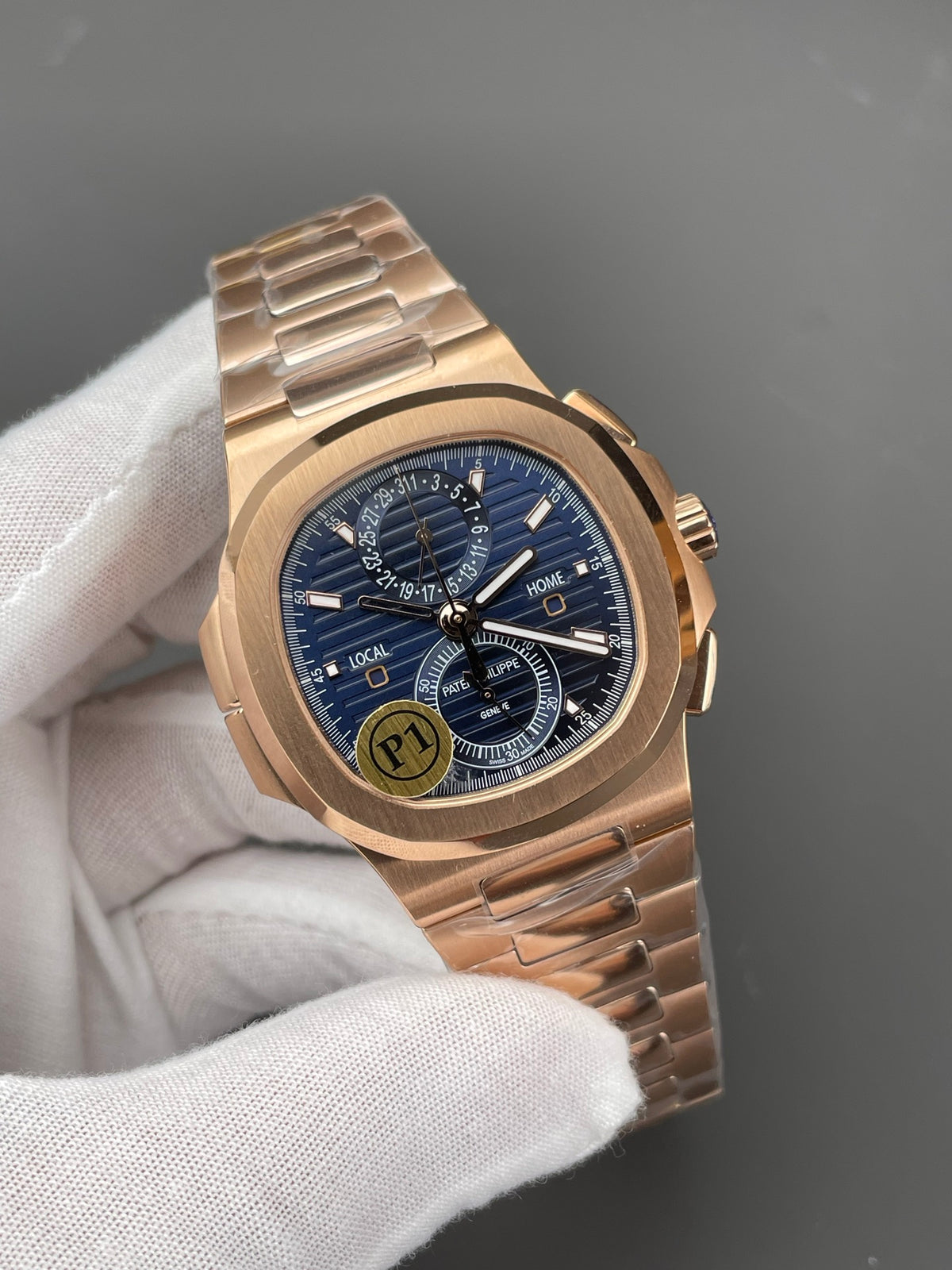 百达鹦鹉螺5990 玫瑰金蓝盘/40.5mm/7750机改28-520机