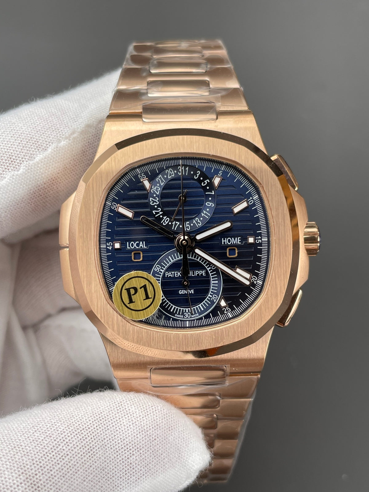 百达鹦鹉螺5990 玫瑰金蓝盘/40.5mm/7750机改28-520机