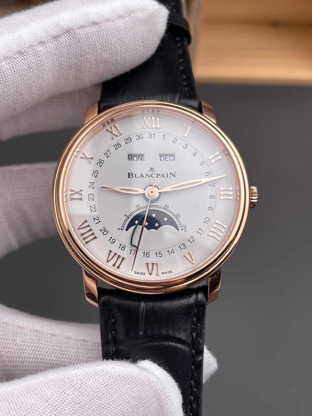GR Blancpain 6654 Rose Gold/40mm/Week Calendar Phase Calendar Display