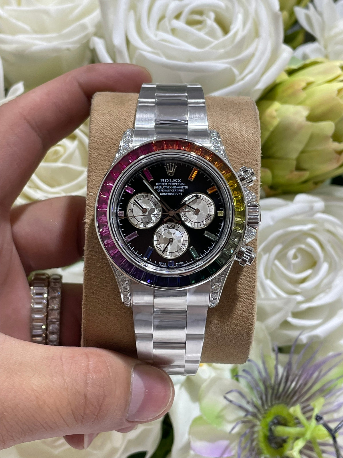 定制18K包金配重莫桑钻版迪通拿彩虹迪