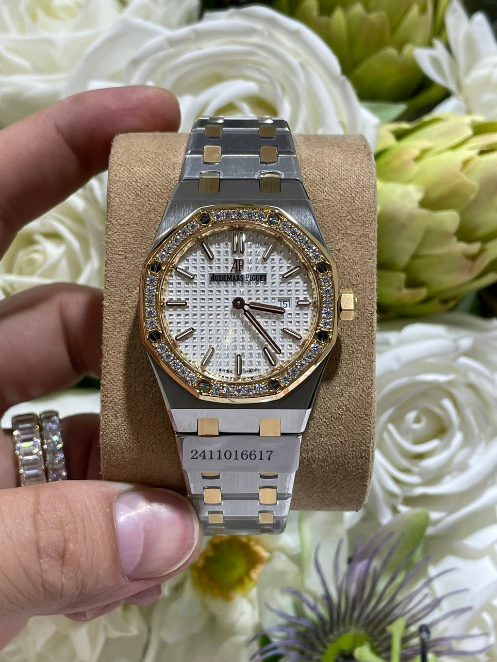 定制18K包金莫桑钻版 间金款皇家橡树67651 圈口镶嵌D色莫桑钻 33mm表径