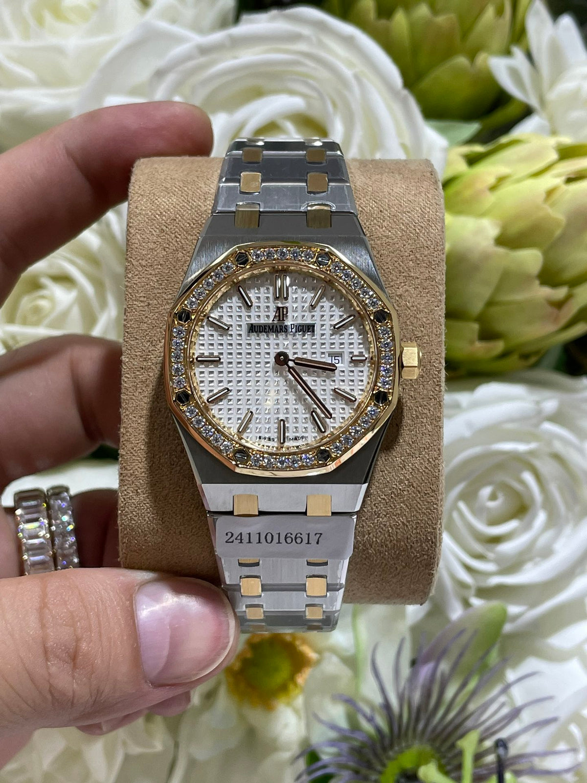 定制18K包金莫桑钻版 间金款皇家橡树67651 圈口镶嵌D色莫桑钻 33mm表径