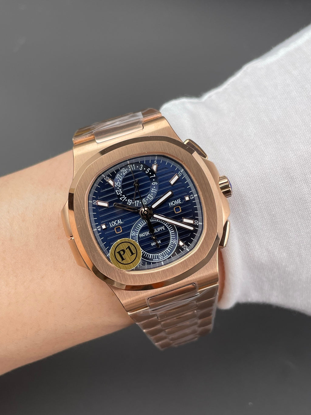 百达鹦鹉螺5990 玫瑰金蓝盘/40.5mm/7750机改28-520机