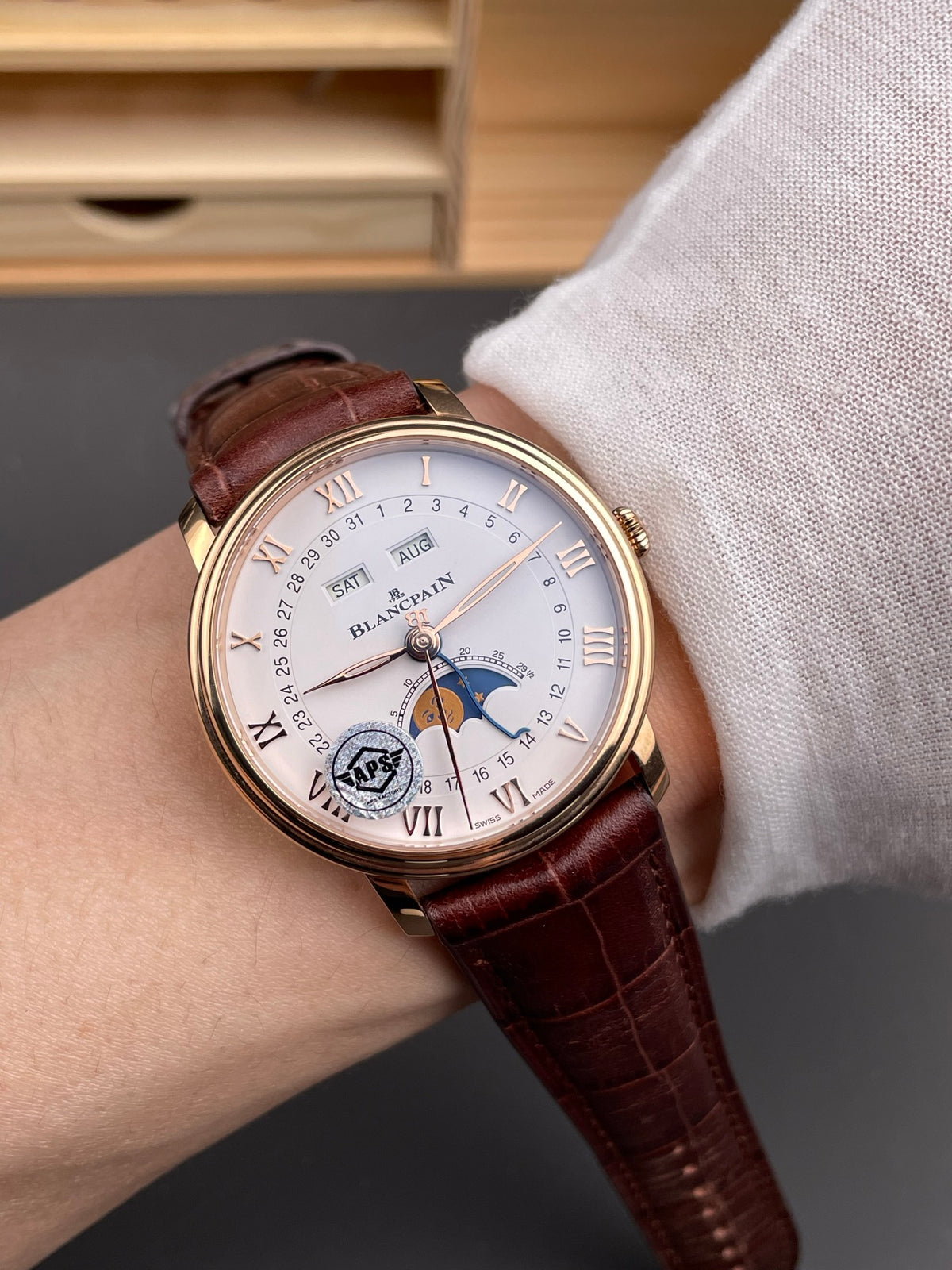 APS Blancpain 6654 Rose Gold/40mm/Week Calendar Phase Calendar Display