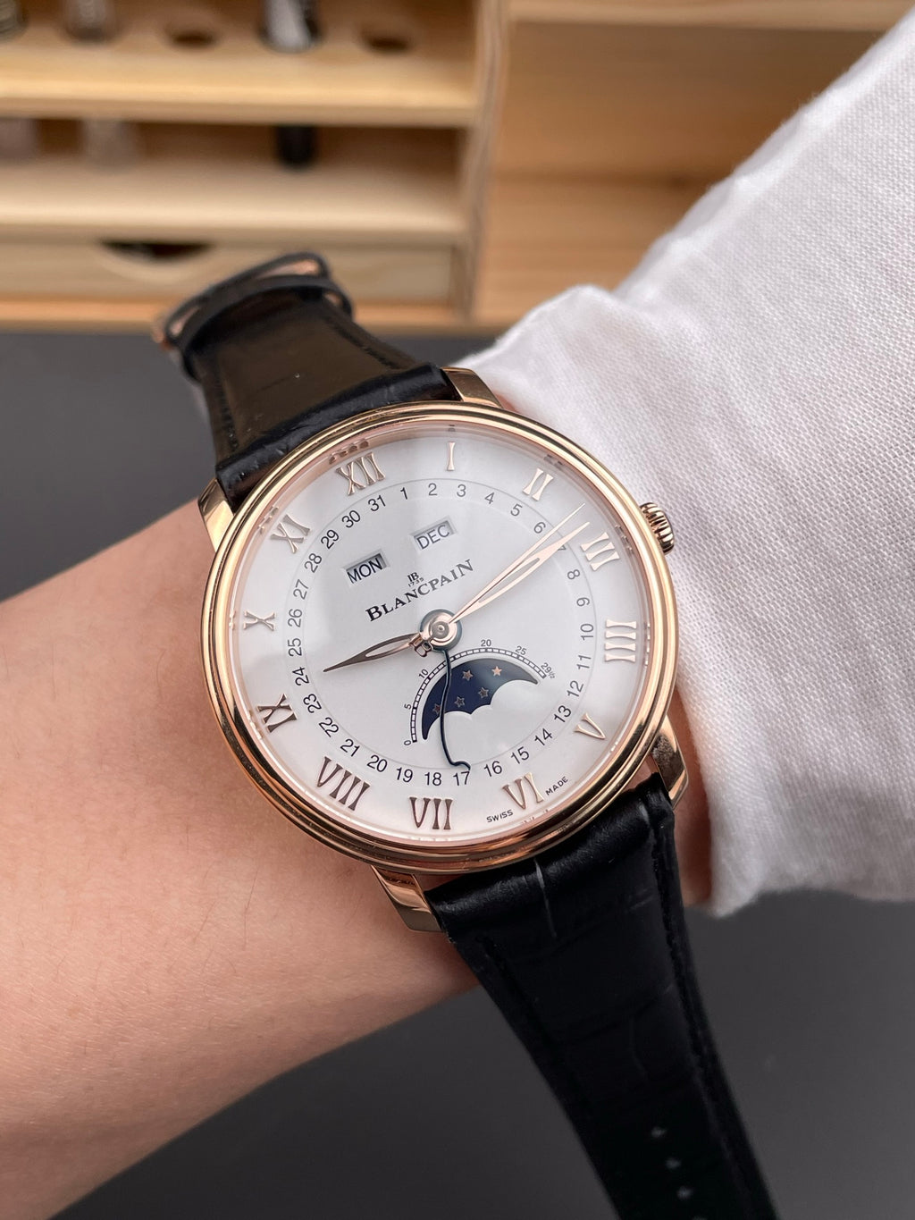 GR Blancpain 6654 Rose Gold/40mm/Week Calendar Phase Calendar Display