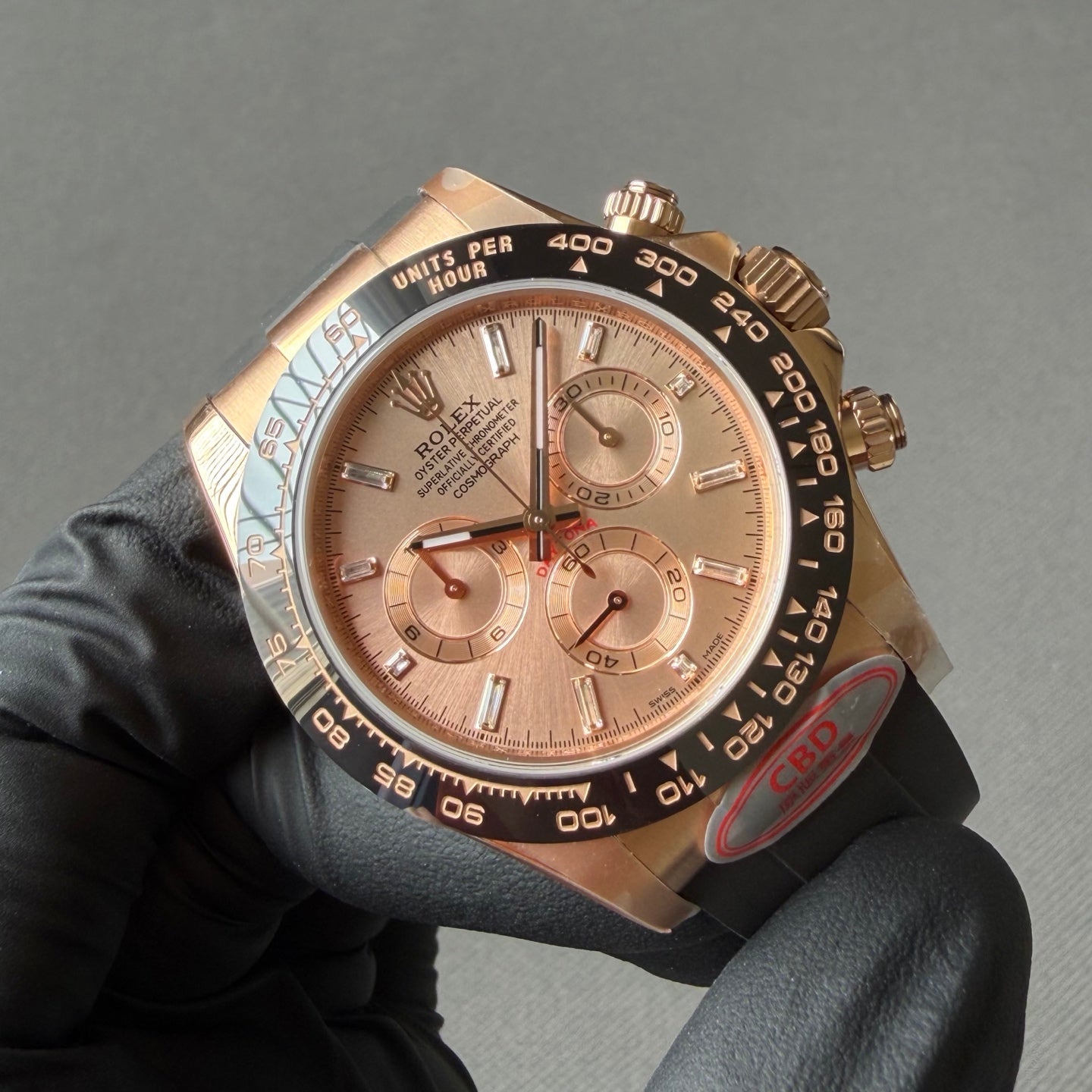 The highest version with a 1:1 ratio, featuring the Pink Candy Daytona 4130 movement