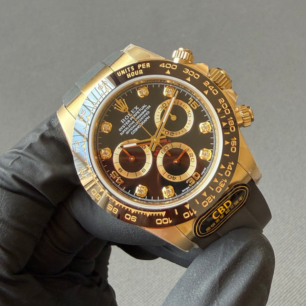 Black disc diamond engraved Daytona 4130 movement