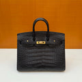 Birkin 20cm  Misty Block American Crocodile Color: Ck89 Black Matte Nilo Crocodile Handmade Wax Thread Sewing Ghw customization ✈️