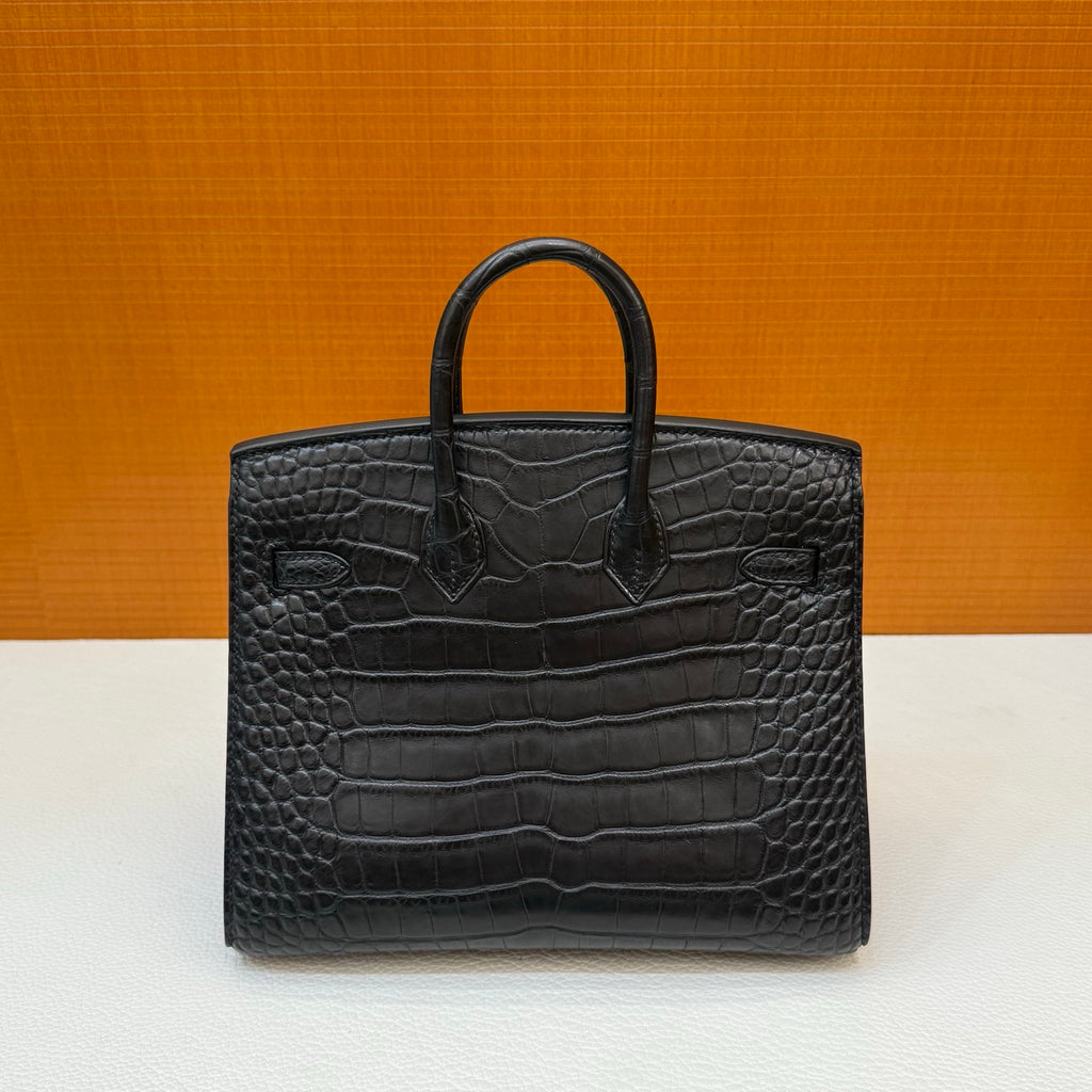 Birkin 20cm  Misty Block American Crocodile Color: Ck89 Black Matte Nilo Crocodile Handmade Wax Thread Sewing Ghw customization ✈️