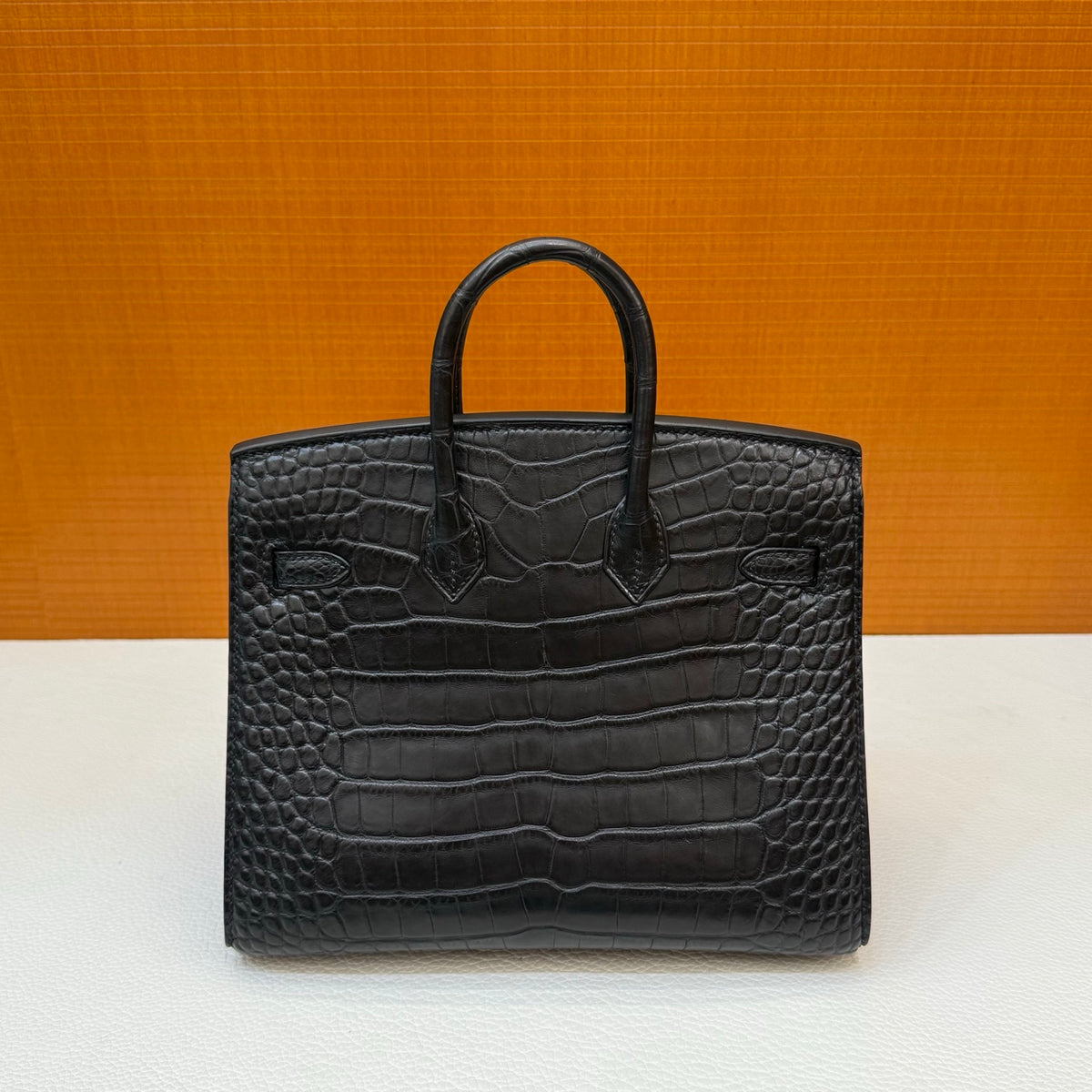 Birkin 20cm  Misty Block American Crocodile Color: Ck89 Black Matte Nilo Crocodile Handmade Wax Thread Sewing Ghw customization ✈️