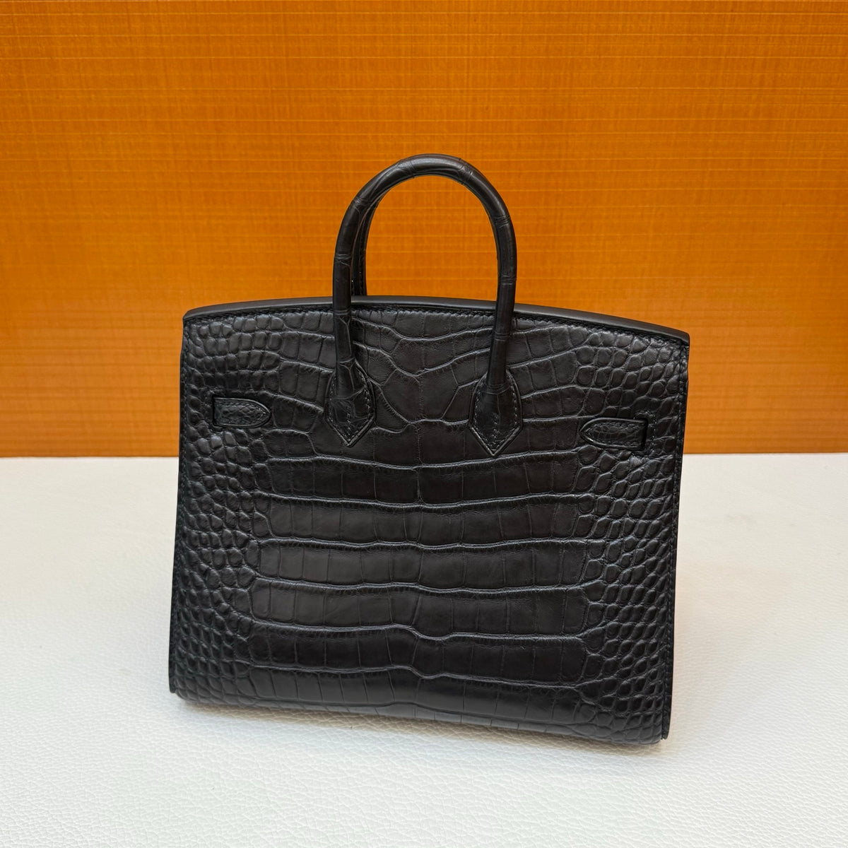 Birkin 20cm  Misty Block American Crocodile Color: Ck89 Black Matte Nilo Crocodile Handmade Wax Thread Sewing Ghw customization ✈️