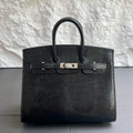 Birkin 20cm Sellier Lizard Imported Lizard Skin Color: Ck89 Black Noir Handmade Wax Thread Seam Phw Stock