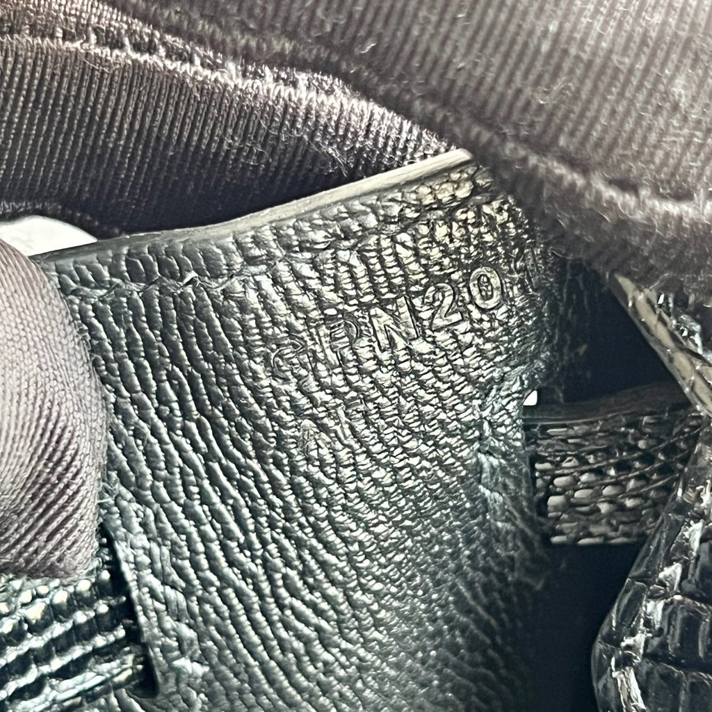Birkin 20cm Sellier Lizard Imported Lizard Skin Color: Ck89 Black Noir Handmade Wax Thread Seam Phw Stock