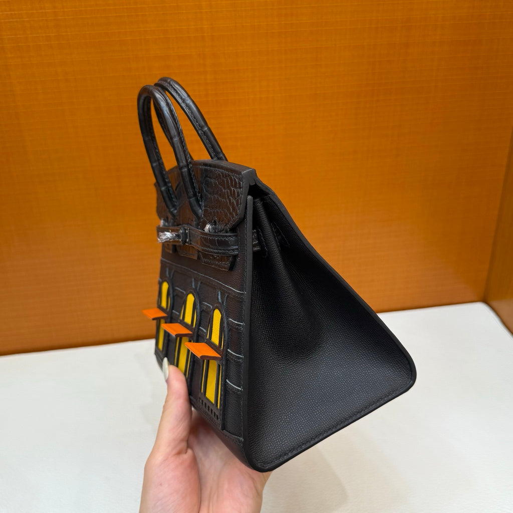 现货 Birkin 20cm 黑色小房子 So Black🏠  全手工蜡线缝 黑扣 Stock