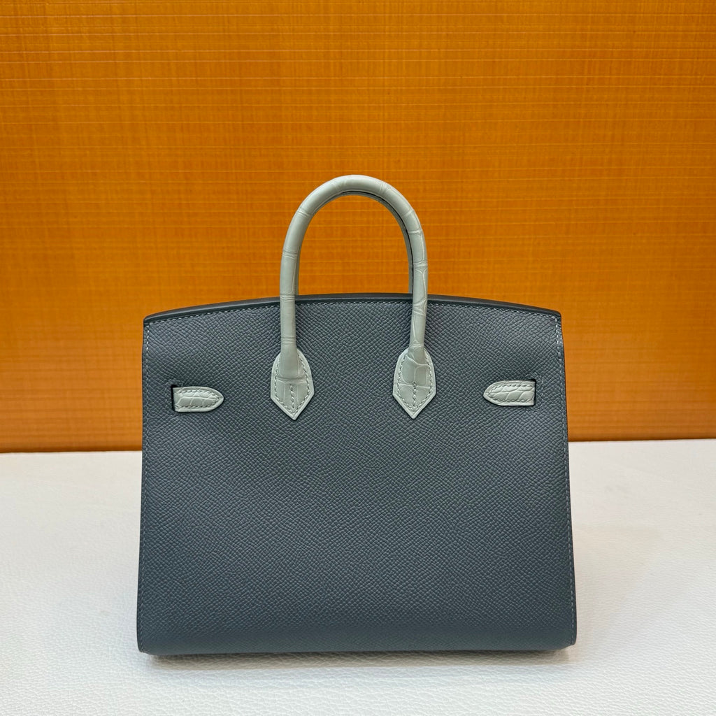 现货 Birkin 20cm 限量版 灰色小房子🏠  全手工蜡线缝  浅金扣 Stock