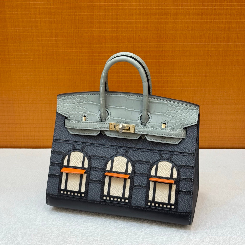 现货 Birkin 20cm 限量版 灰色小房子🏠  全手工蜡线缝  浅金扣 Stock