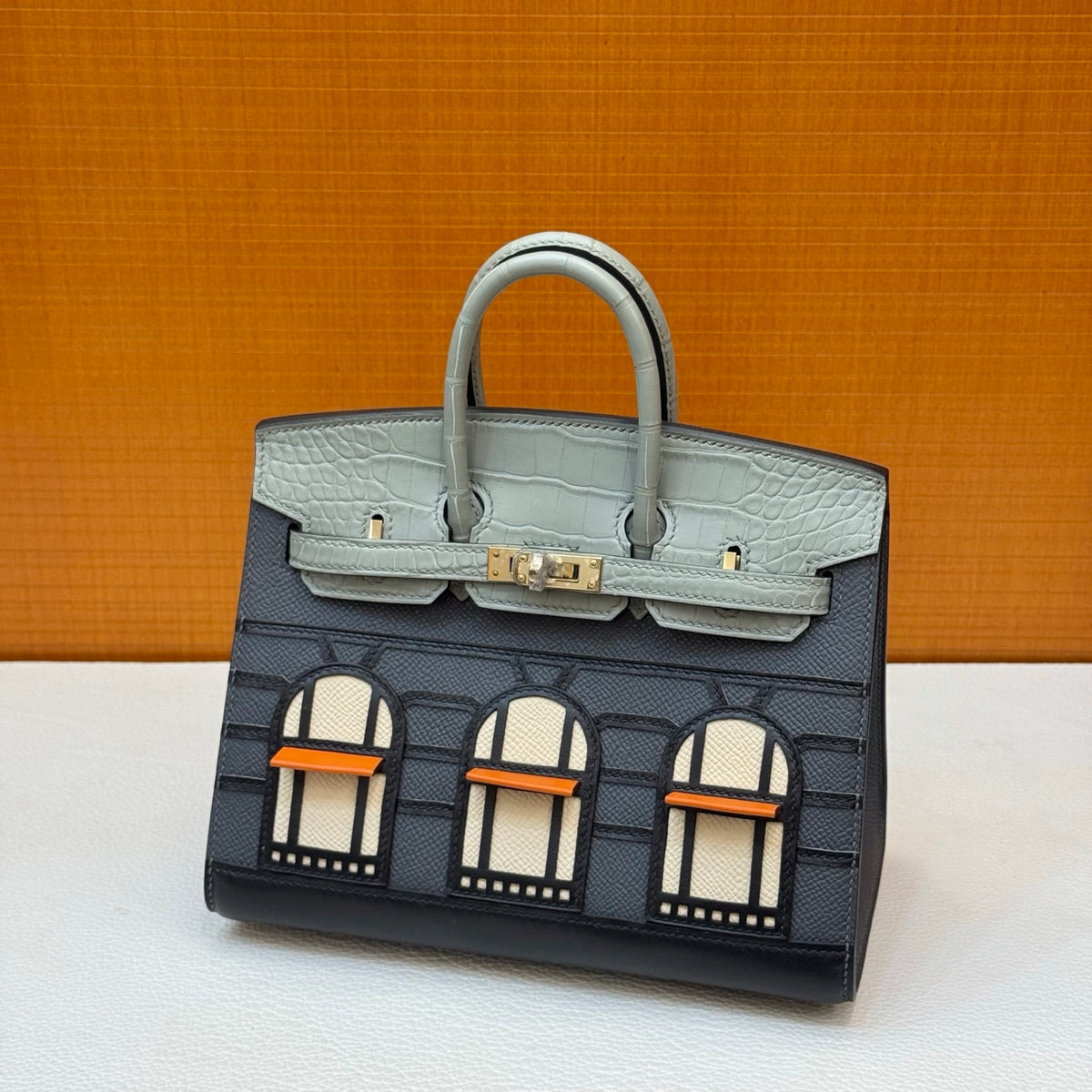 现货 Birkin 20cm 限量版 灰色小房子🏠  全手工蜡线缝  浅金扣 Stock