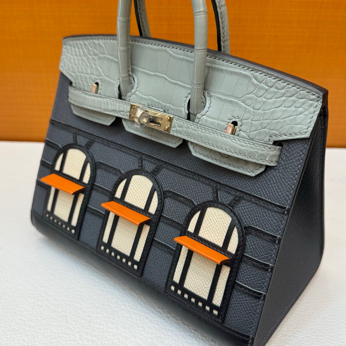 现货 Birkin 20cm 限量版 灰色小房子🏠  全手工蜡线缝  浅金扣 Stock