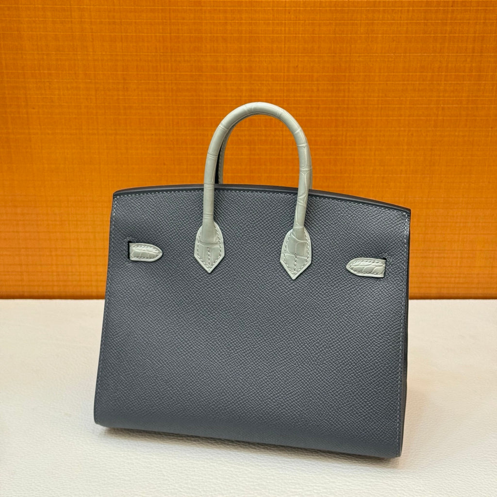 现货 Birkin 20cm 限量版 灰色小房子🏠  全手工蜡线缝  浅金扣 Stock