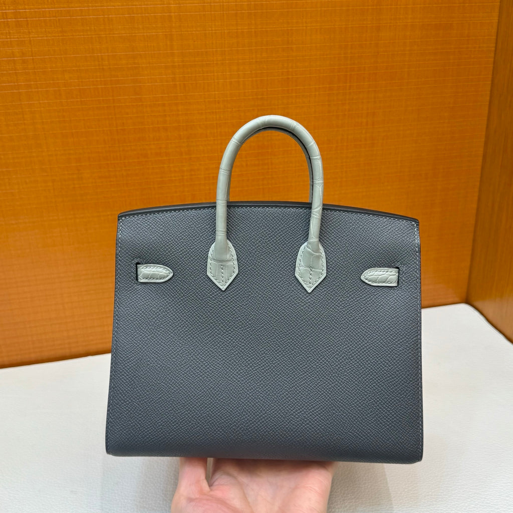 现货 Birkin 20cm 限量版 灰色小房子🏠  全手工蜡线缝  浅金扣 Stock