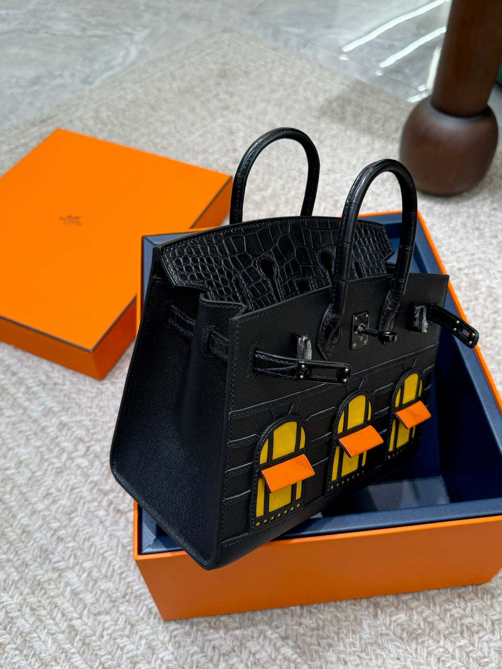 现货 Birkin 20cm 黑色小房子 So Black🏠  全手工蜡线缝 黑扣 Stock