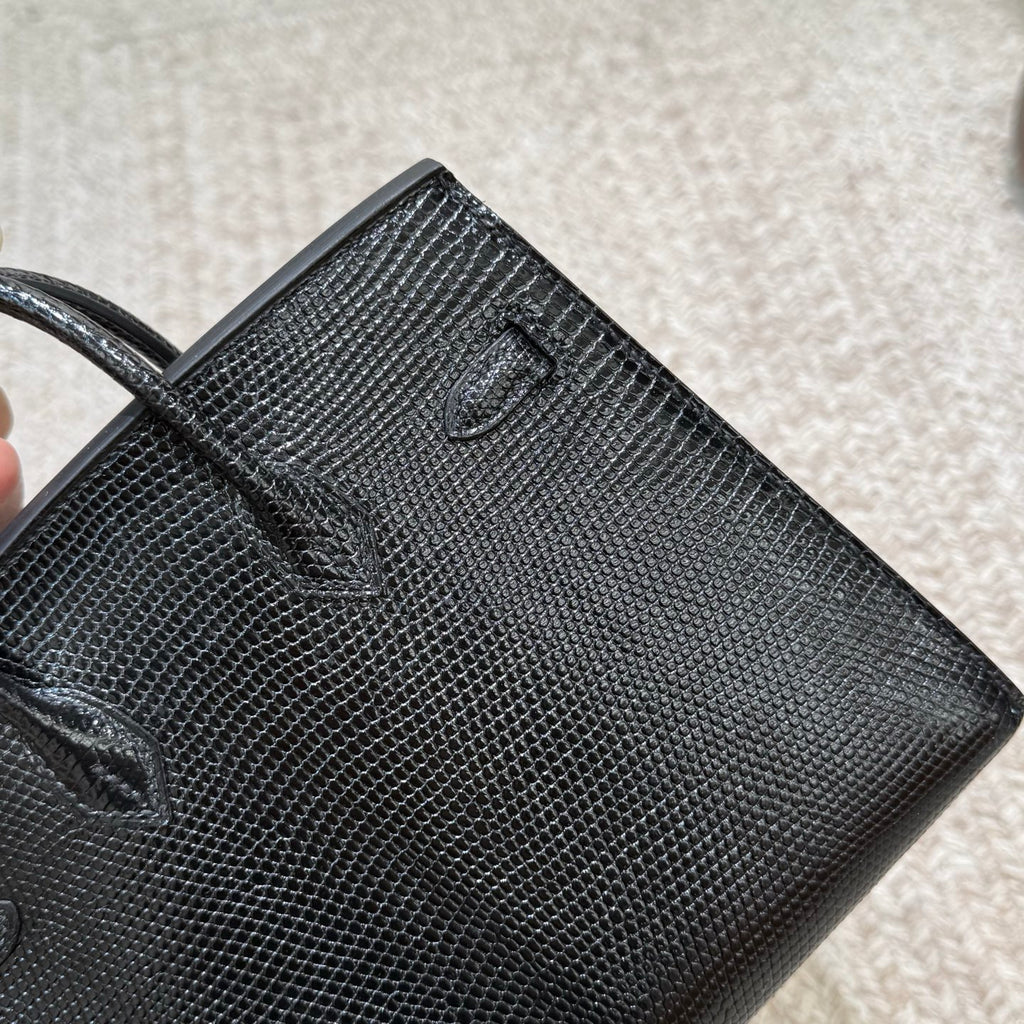 Birkin 20cm Sellier Lizard 进口蜥蜴皮  Color：Ck89黑色 Noir Phw 全手工蜡线缝  银扣 定制✈️