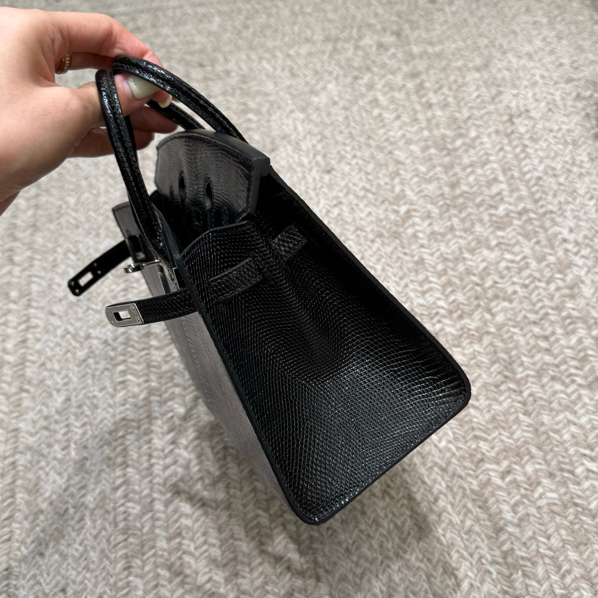 Birkin 20cm Sellier Lizard 进口蜥蜴皮  Color：Ck89黑色 Noir Phw 全手工蜡线缝  银扣 定制✈️