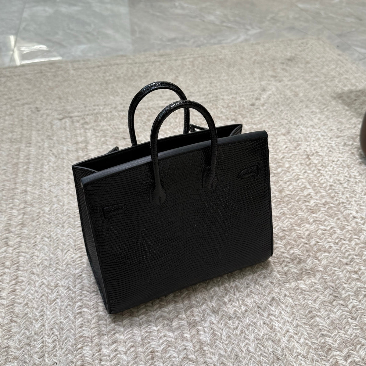 Birkin 20cm Sellier Lizard 进口蜥蜴皮  Color：Ck89黑色 Noir Phw 全手工蜡线缝  银扣 定制✈️