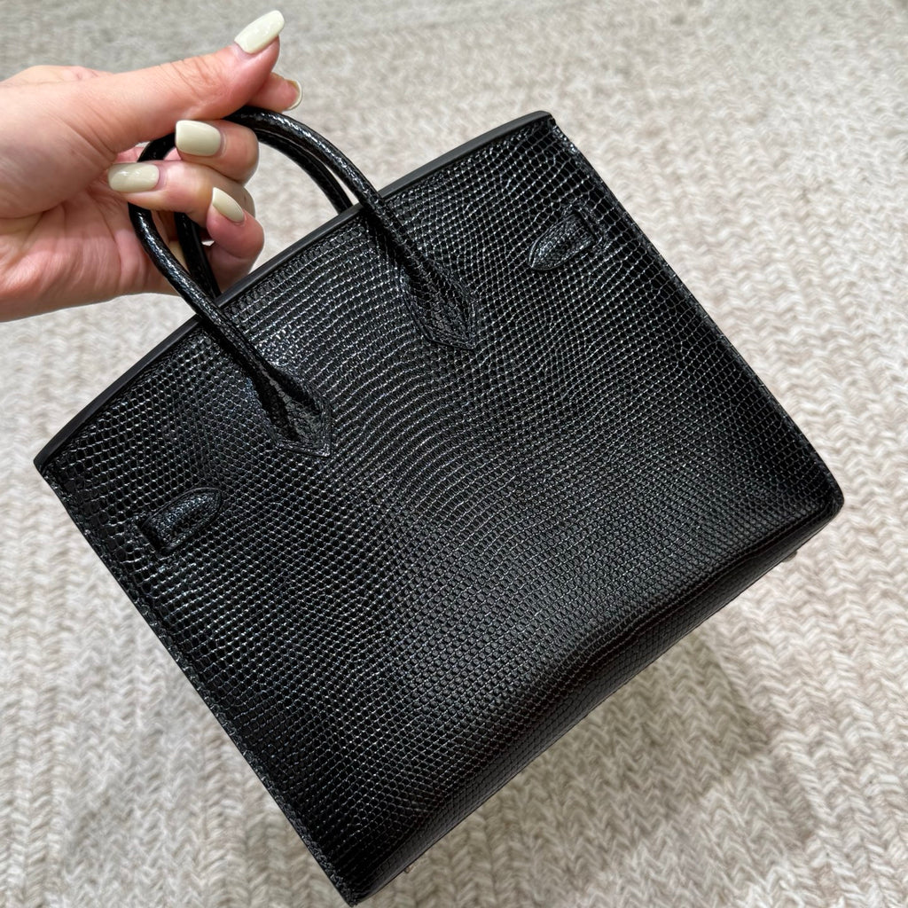 Birkin 20cm Sellier Lizard 进口蜥蜴皮  Color：Ck89黑色 Noir Phw 全手工蜡线缝  银扣 定制✈️