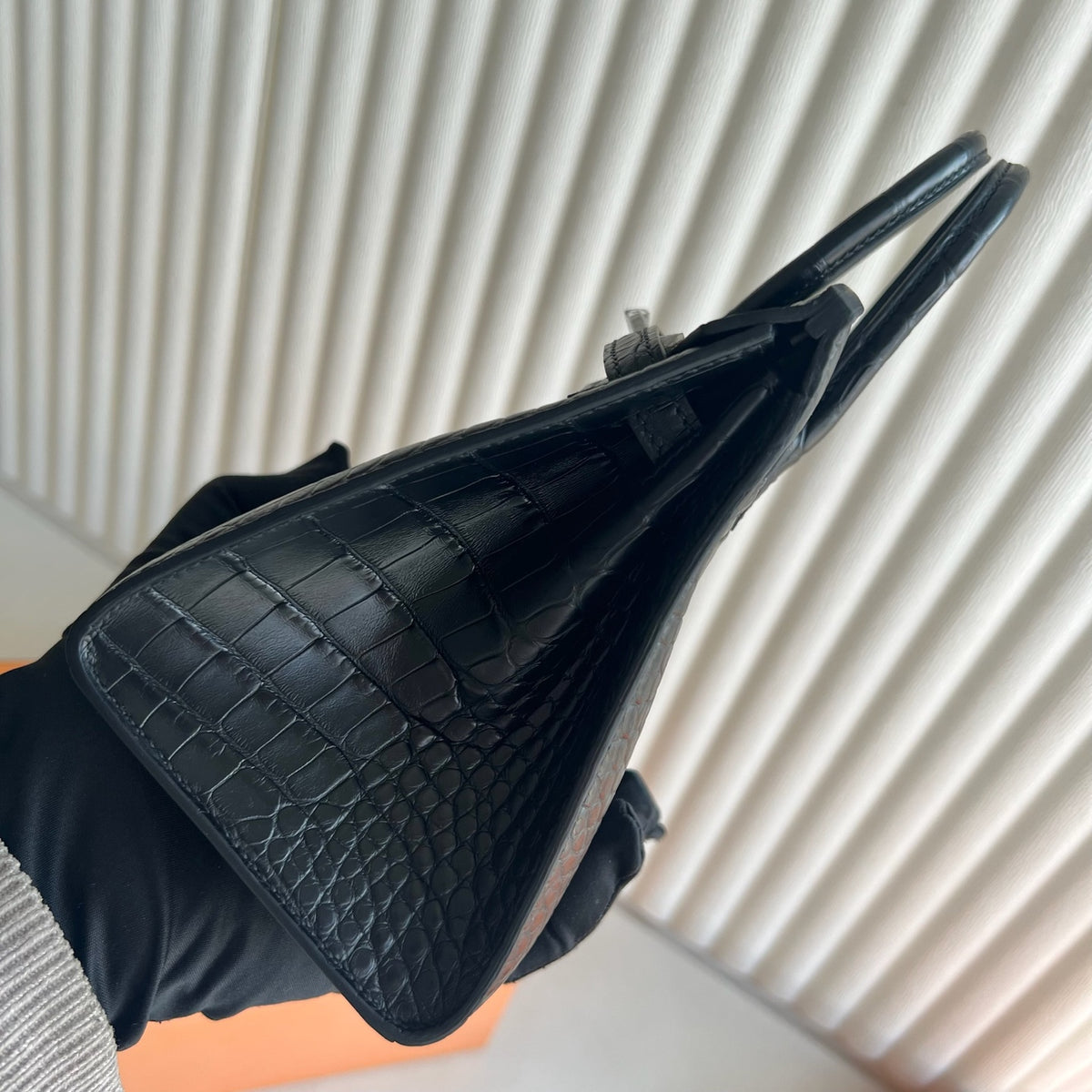 Birkin 20cm Sellier 外缝 雾面美洲鳄鱼  Color：Ck89黑色 Noir Phw Matte Alligator Crocodile 全手工蜡线缝  银扣 定制✈️
