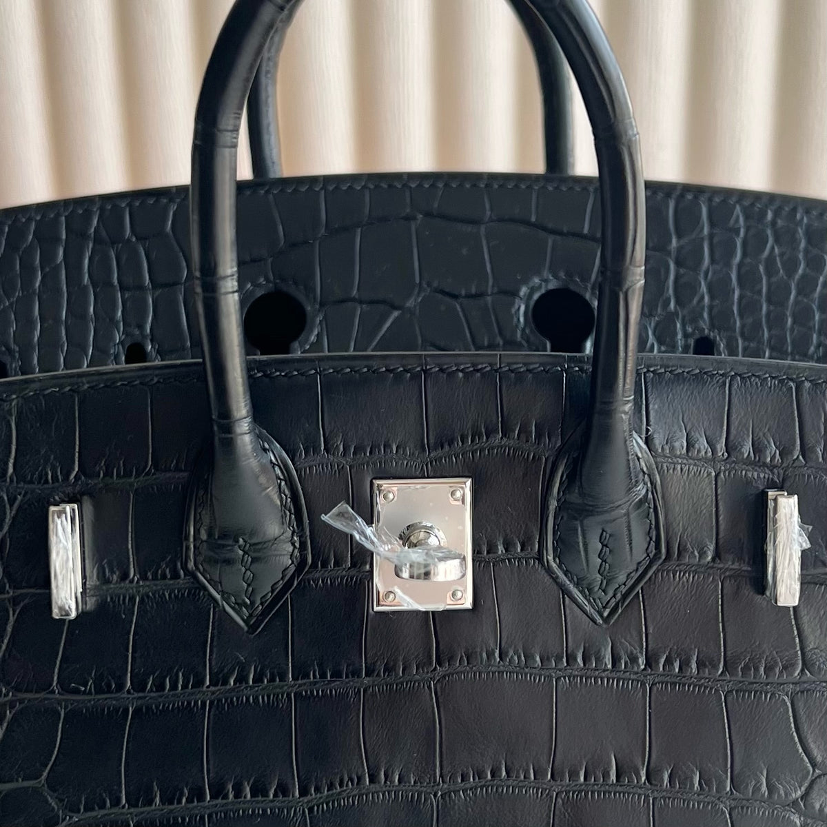 Birkin 20cm Sellier 外缝 雾面美洲鳄鱼  Color：Ck89黑色 Noir Phw Matte Alligator Crocodile 全手工蜡线缝  银扣 定制✈️