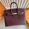 Birkin 20cm Sellier 外缝 雾面美洲鳄鱼  Color：0G马鞍红 Rouge Sellier Matte Alligator Crocodile 全手工蜡线缝  金扣 定制✈️