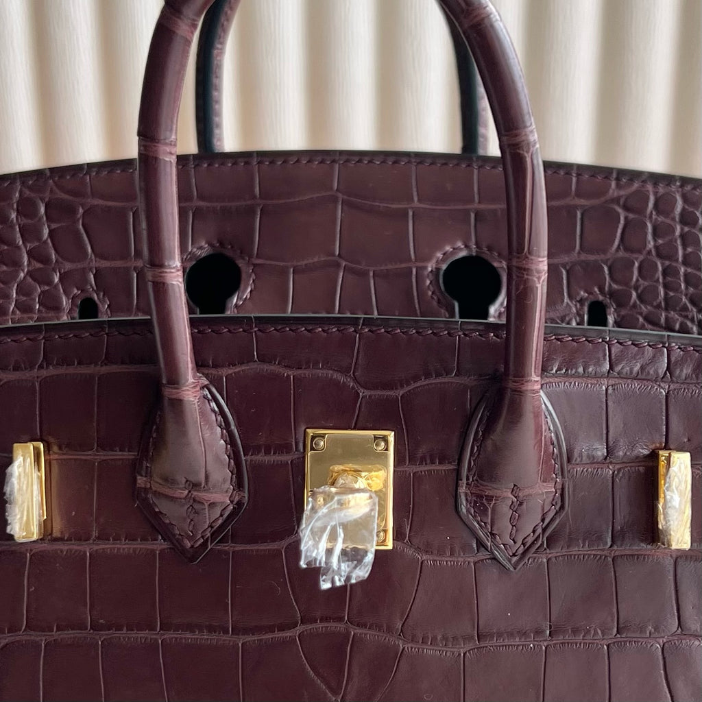 Birkin 20cm Sellier 外缝 雾面美洲鳄鱼  Color：0G马鞍红 Rouge Sellier Matte Alligator Crocodile 全手工蜡线缝  金扣 定制✈️