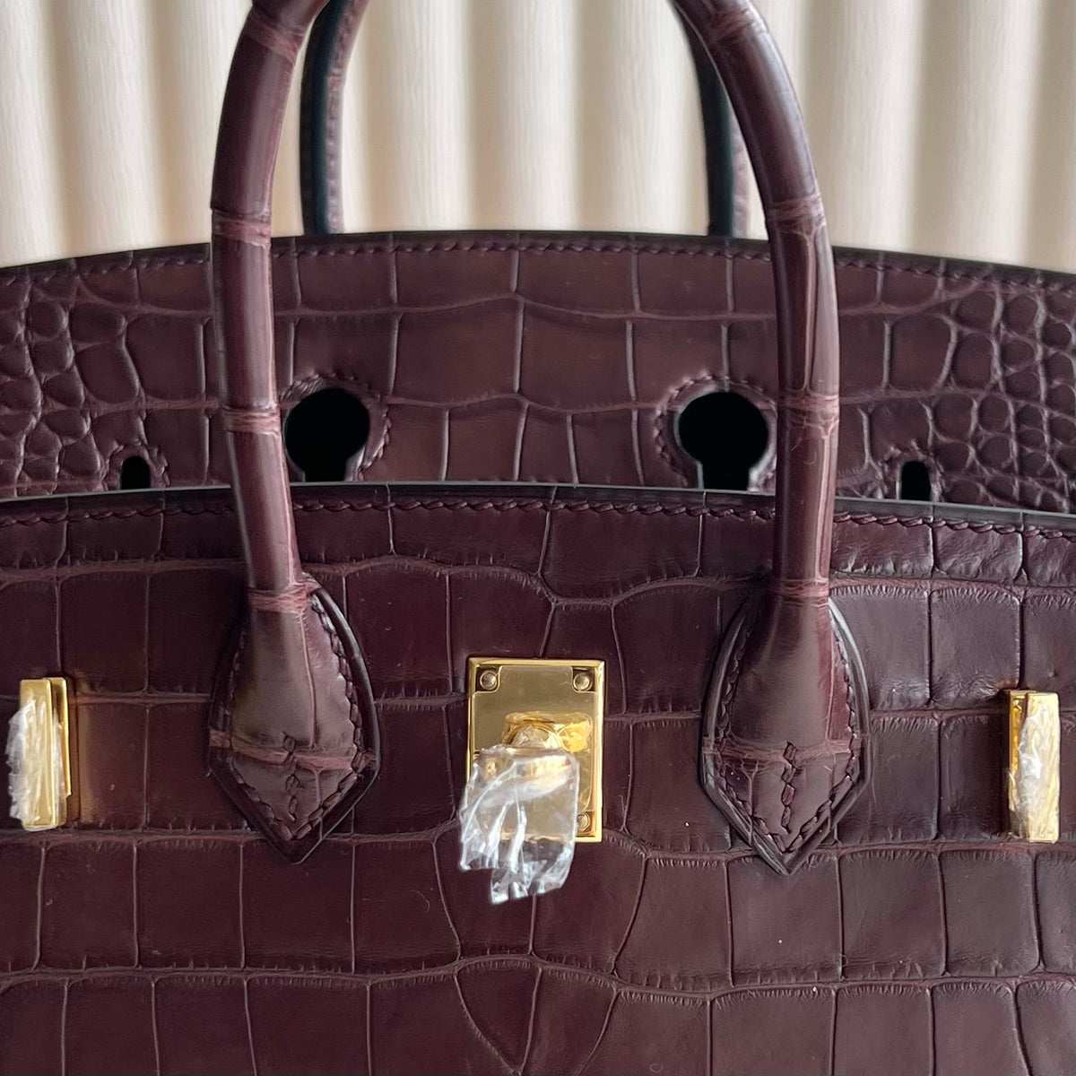 Birkin 20cm Sellier 外缝 雾面美洲鳄鱼  Color：0G马鞍红 Rouge Sellier Matte Alligator Crocodile 全手工蜡线缝  金扣 定制✈️