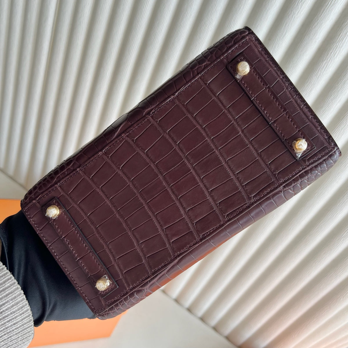 Birkin 20cm Sellier 外缝 雾面美洲鳄鱼  Color：0G马鞍红 Rouge Sellier Matte Alligator Crocodile 全手工蜡线缝  金扣 定制✈️