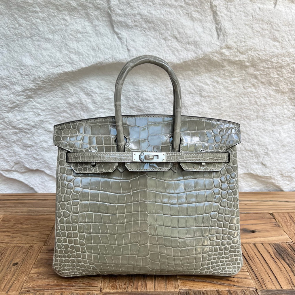 Birkin 25cm glossy inverted v original HCP Australian crocodile
