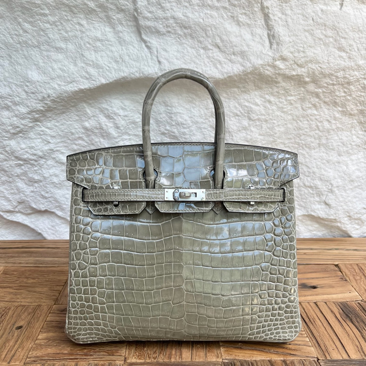 Birkin 25cm glossy inverted v original HCP Australian crocodile