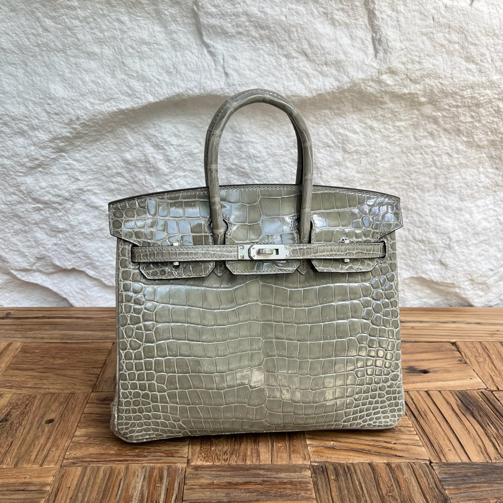 Birkin 25cm glossy inverted v original HCP Australian crocodile