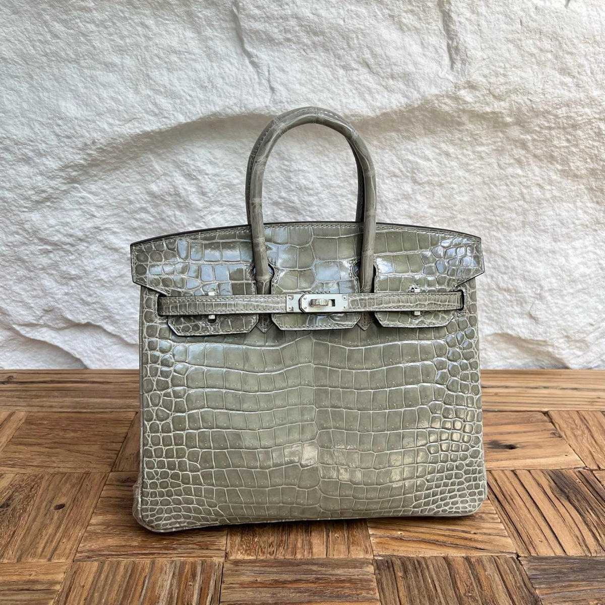 Birkin 25cm glossy inverted v original HCP Australian crocodile
