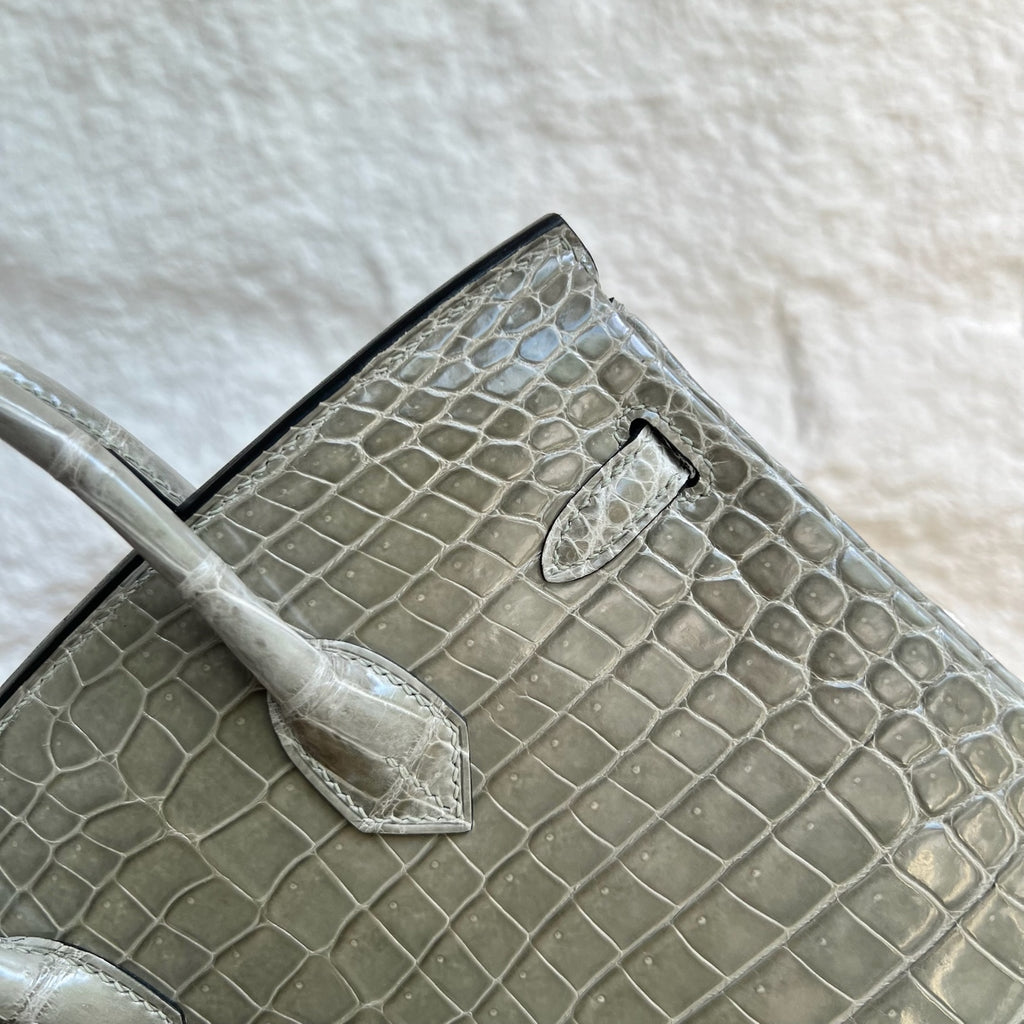 Birkin 25cm glossy inverted v original HCP Australian crocodile