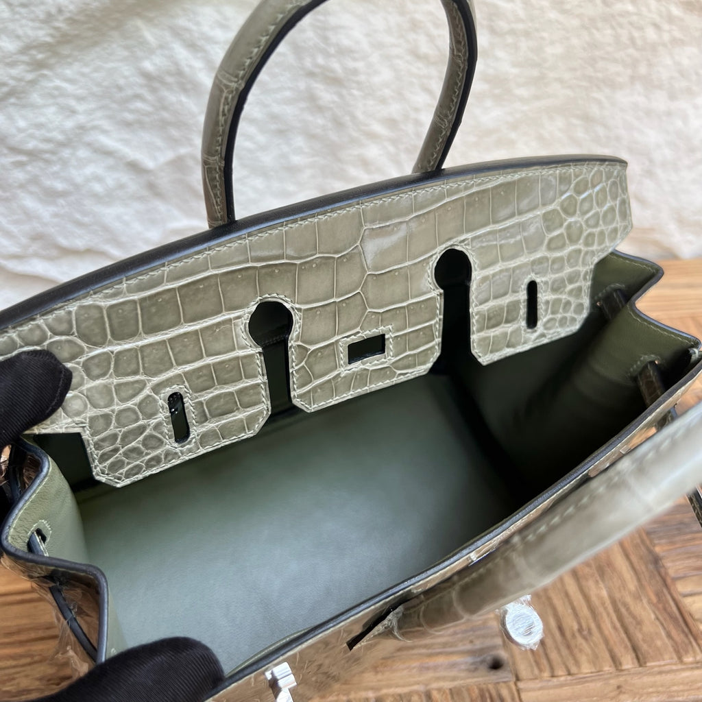 Birkin 25cm glossy inverted v original HCP Australian crocodile