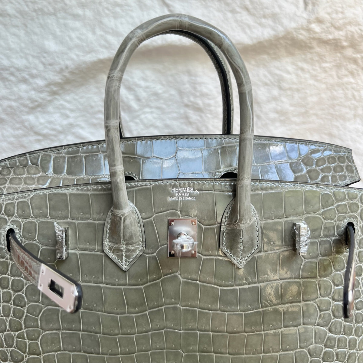 Birkin 25cm glossy inverted v original HCP Australian crocodile