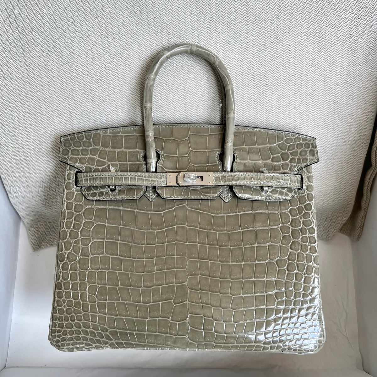 Birkin 25cm glossy inverted v original HCP Australian crocodile