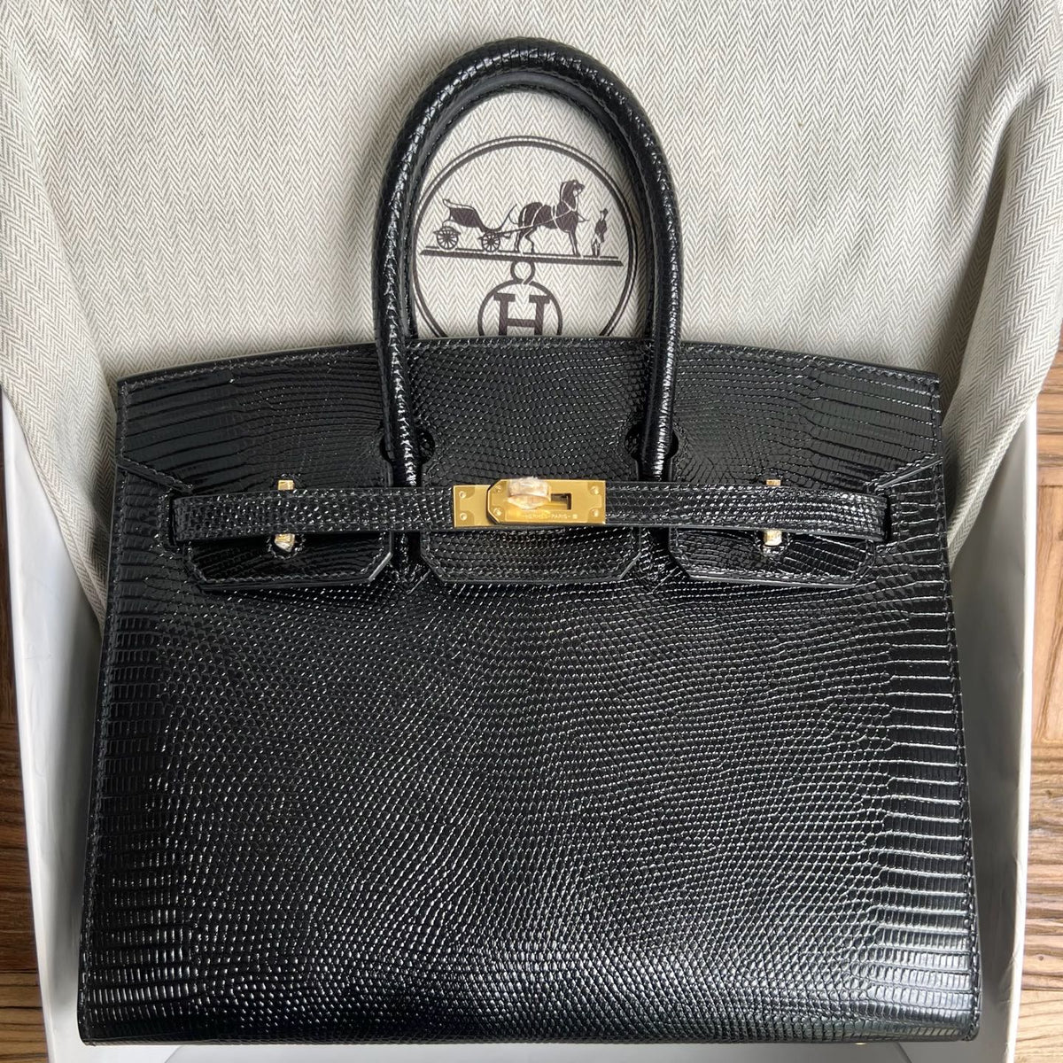 Birkin 25cm Sellier Lizard imported glossy lizard skin