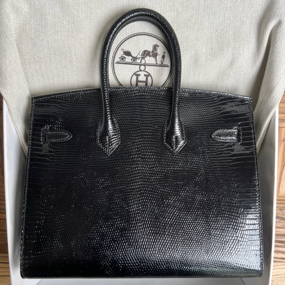 Birkin 25cm Sellier Lizard imported glossy lizard skin